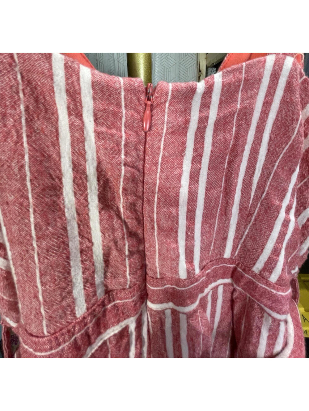 Anthropologie Ett:twa Robin Red Striped Cropped Wide Leg Jumpsuit Romper Size XS - Picture 3 of 7